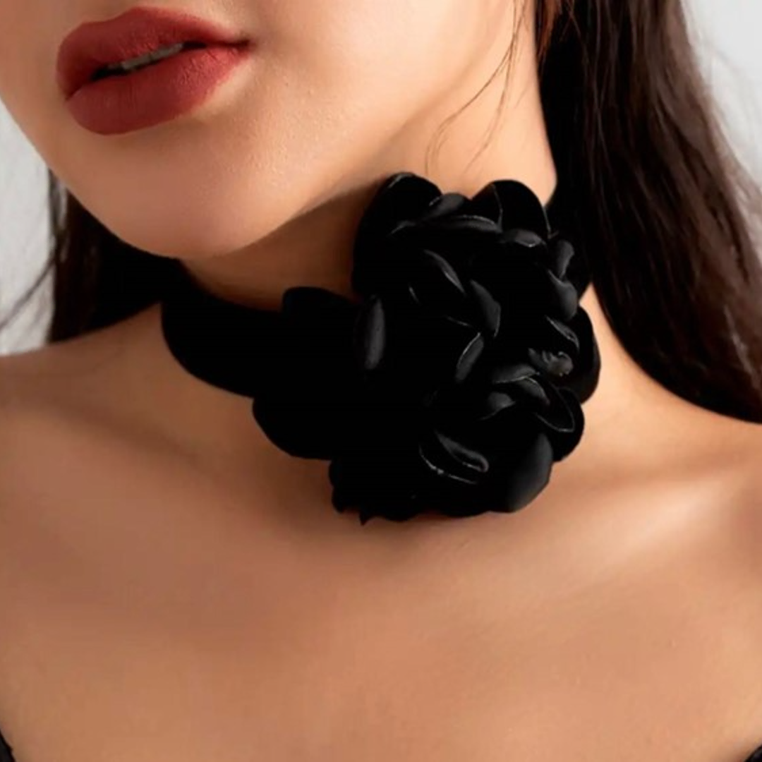 Chocker Maxi Flor Con Lazo Negro-img-1